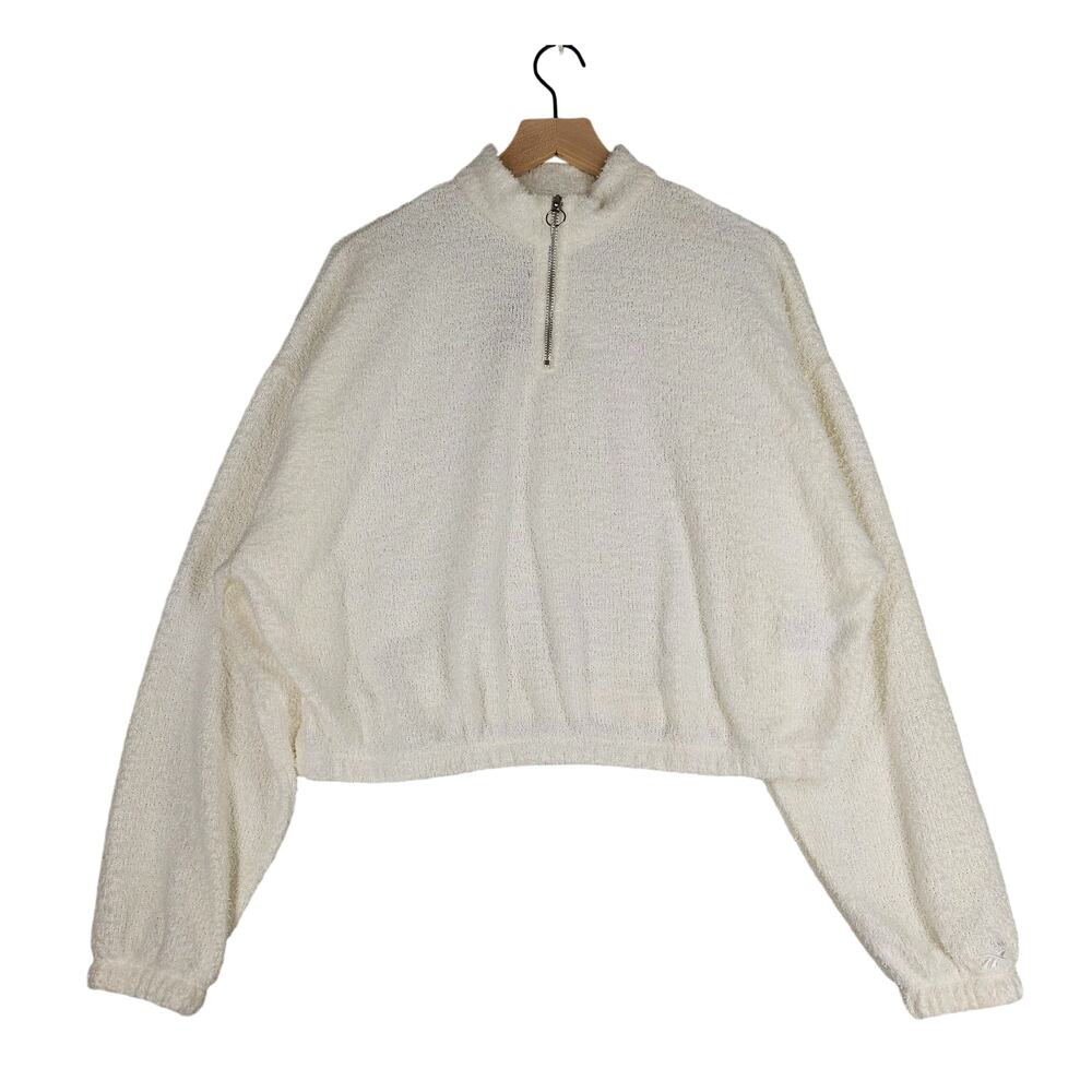 REEBOK WOMEN’S COZY SOFT FLEECE COVER UP SWEATSHIRT – SIZE XL – CREAM – RING ZIP